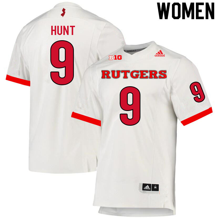 Women #9 Monterio Hunt Rutgers Scarlet Knights College Football Jerseys Sale-White